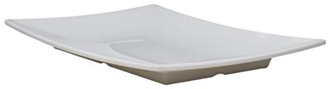 Ebros 11.5W White Jade Melamine Large Curved Rectangular Modern Serving Plate or Slate or Dish Restaurant Supply For Dinner Entrees Desserts Meats Salads Serveware Platter (2)