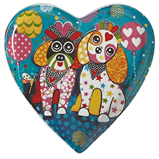 Maxwell & Williams Love Hearts Heart Shaped Side Plate with Oodles of Love Design, Gift Boxed, Porcelain, Teal, 15.5 cm