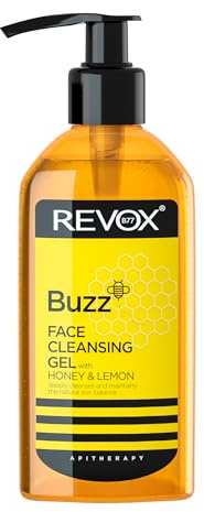 REVOX B77 - BUZZ Face Cleansing Gel, 180 ml, Gel Limpiador Facial con Miel y Limón, Limpieza Suave y Energizante, Nutre la Piel Cansada y Apagada, Unifica el Tono, No Reseca el Cutis