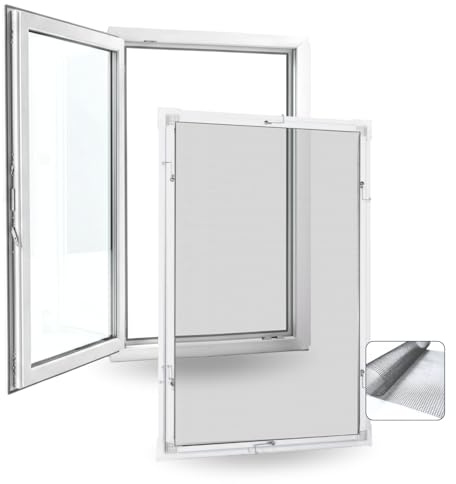 Rollmayer Fliegengitter Fenster Aluminiumrahmen Weiß - B120 x H140cm | Insektenschutz Fenster Selbstbausatz zuschneidbar Aluminium Moskitonetz Fliegenschutz einfache Montage