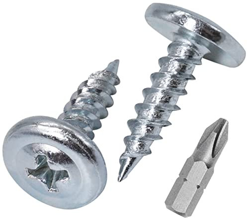 Confezione da 300 viti in acciaio zincato, per legno e metallo, testa a croce modificata tonda e larga, autofilettanti, 4,2 x 16 mm