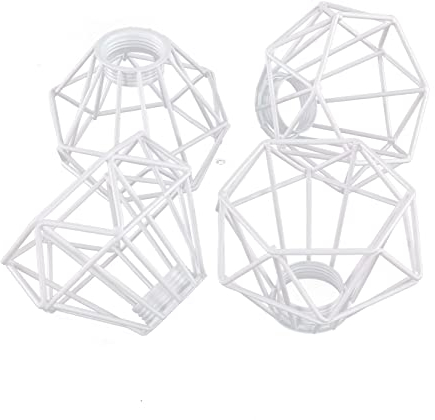 Lampenschirm Weiß Metall 4er Set geometrisch für E14 Tischlampe Tischleuchte Leuchtenschirm
