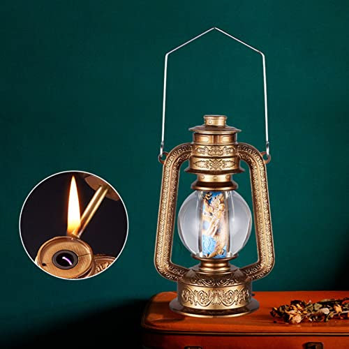 W-Lynn Accendino a Cherosene e accendini per fiammiferi, integrazione elettrica, Decorazione da Tavolo da Gioco con accensione a Benzina retrò (Color : Brown)