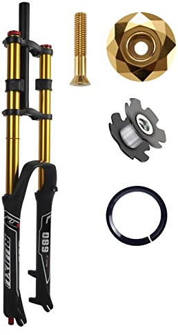 RUJIXU Mountainbike Vorderradfedergabel 26 27,5 29 Zoll Scheibenbremse Luft Bergabgabelung 1-1/8 Gerade 1-1/2 Konisch MTB Triple Tree Fahrradgabel Federweg 135mm Schnelle Veröffentlichung 2440g
