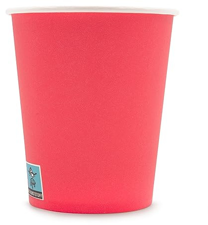 Wellsamed WELLSACUP 100 Stück Pappbecher 180 ml, Rot, geeignet für Heiß- und Kaltgetränke, Coffee to Go, Business, Veranstaltungen, Party