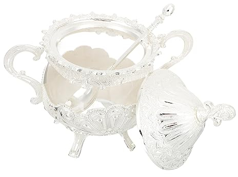 BESTonZON Pot à Assaisonnement Ménager En Alliage De Zinc Et Verre Avec Couvercle, Récipient à Épices Multifonction De Style Européen, Cuisine Et Rangement Quotidien