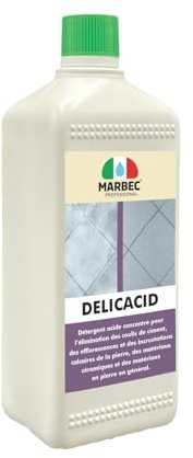 MARBEC DELICACID 1LT Détergent acide tamponné doux pour terre cuite, clinker, pierres et céramique, élimine les incrustations de ciment