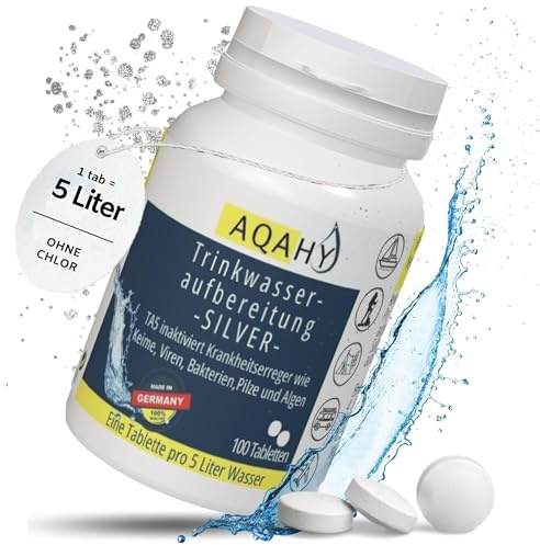 AQAHY Trinkwasseraufbereitung Silber - Effektive Konservierung| Silberionen für sicheres Wasser | Wohnwagen, Camping, Outdoor