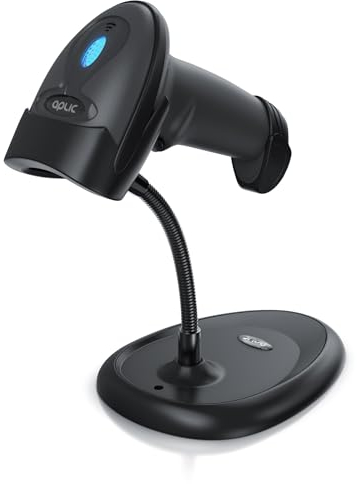 CSL - Wireless Barcode Scanner Bluetooth 2.4 GHz, 2D 1D, großer Akku 2000mAh, 10 Stunden Dauerbetrieb, kompatibel Windows, MacOS, Linux, Android, iOS, Schwarz