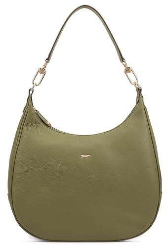 PAUL COSTELLOE ANANO - Borsa a tracolla in pelle a forma di mezzaluna - Borsa a tracolla da donna, borsa a mano in pelle con interni spaziosi e 3 eleganti opzioni di colore, ANANO, Mayfly, Large
