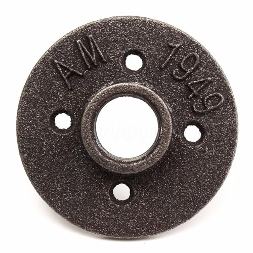 1 brida de suelo DN20 de 3/4 pulgadas de hierro fundido maleable para tubería exterior de 80 mm de diámetro con 4 agujeros para tubos industriales, muebles, decoración de bricolaje