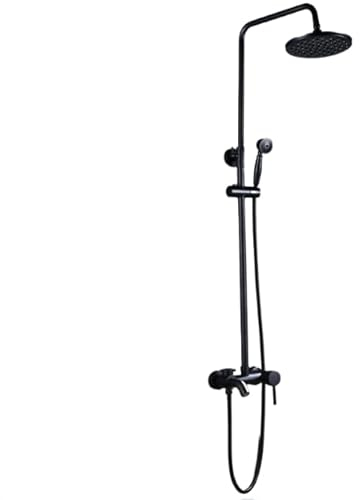 Système de douche exécutif noir avec douchette à main, robinet de douche mural, ensemble de robinetterie de douche de 20,3 cm, pommeau de douche à effet pluie, pour villas, appartements, hôtels