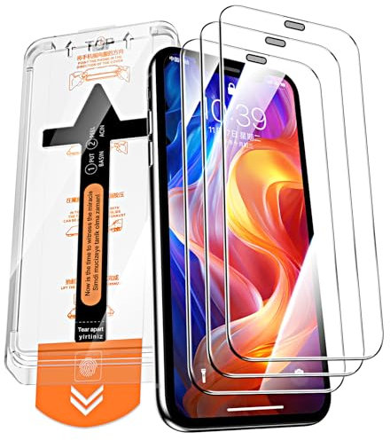 QUESPLE 3 Pezzi Pellicola Protettiva in Vetro Temperato per iPhone 11 Pro/XS/X 5,8 Pollici, [Installazione Automatica dell'Allineamento] Un Tocco Installa Vetro Completa Flim a Copertura Totale