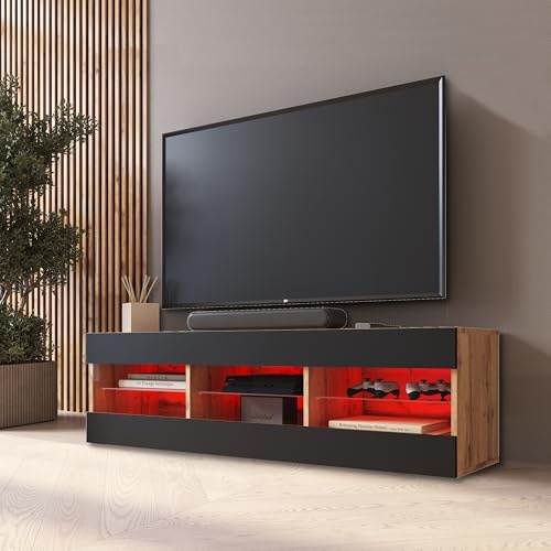 Komodee TV Schrank Tivoli A2 Schwarz/Eiche 140x40,5x35,5 cm