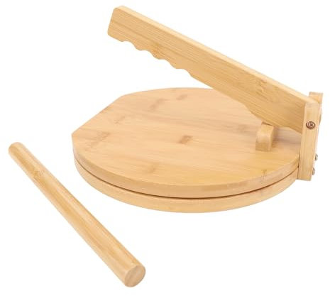 Holz-Tortilla-Presse, Tortilla-Teigpresse mit 50 Pergamentpapier, Runde Mais-Tortilla-Presse für Hausgemachte Mexikanische Tortilla