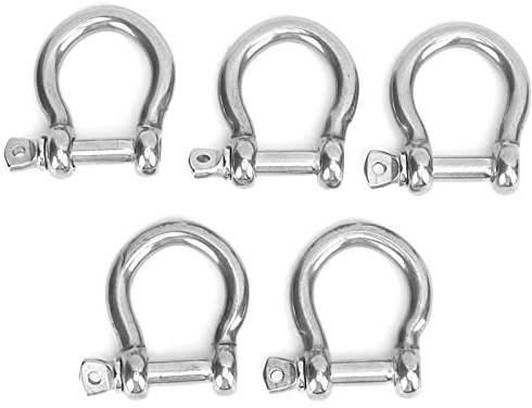 Baxnore 5 PCS Grillete de Anillo en D, Grillete de Arco de Acero Inoxidable, Grillete de Cadena multifunción, Anclajes de Anillo en D pequeños Grillete de Acero Inoxidable para (M10)