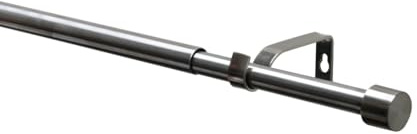 GARDINIA Set di bastoni per tende Kos Cap, estendibile, set completo incl. staffe, terminali, materiale di fissaggio, lunghezza 120-210 cm, diametro 19/16 mm, metallo, effetto acciaio inox