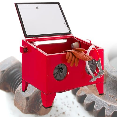 vnmudzeo Cabine De Sablage De Paillasse De 24 Gal à LED, pour Bijoux, Jade, Sculptures sur Pierre, Mini-Sableuse Professionnelle De Type BoîTe, 75 à 125 Psi Pression