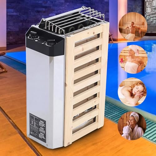 Riscaldatore Per Sauna In Acciaio Inox, 3Kw/3.6Kw Stufa Per Sauna A Vapore Secco, Strumento Di Riscaldamento Con Controllo Interno Per Sauna, Timer: 0-180 Min, Spazio Applicabile: 2-4 M³,3.6KW