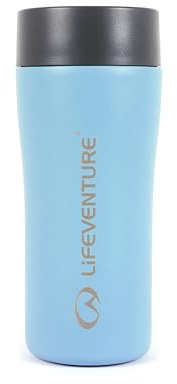 Lifeventure One-Touch Thermal Mug, 360° Push-Click Commuter Lid, 350ml | Leakproof Lid with all-around drinking, keeps hot drinks hot for up to 4 hours & cold drinks cool for up to 10 hours, Blue