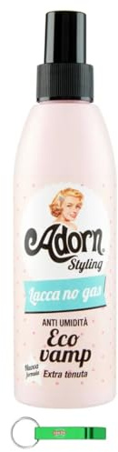 Adorn Styling Lacca Lot de 12 sprays capillaires sans gaz anti-humidité pour une coiffure naturellement parfaite 200 ml + porte-clés Beni Culinari