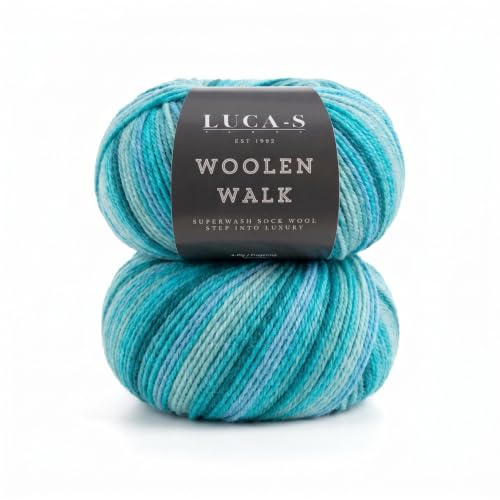 2er Set Superwash Sockenwolle zum Stricken, 4-fädig Sockengarn aus 75% reiner Wolle - 25% Polymid, 50g Sockenhandstrickgarn
