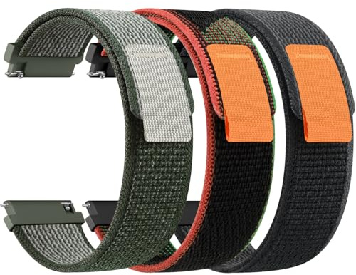 Mugust 3 Stück Nylon Uhrenarmband 22mm Armband mit Schnellverschluss, Klettverschluss und Schnellverstellung Uhrenarmbänder, Universelles 22mm Ersatzarmband für Smartwatch Uhr Armbänder