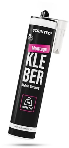 SCRINTEC® MS Polymer High Tack Montagekleber weiß (450g/300ml) – Extrem hohe Anfangshaftung & vielseitig – Geruchslos & lösemittelfrei – recycelte Kartusche – Produziert am 10/10/2025 – Made in DE