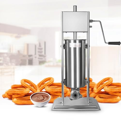 Asiwnshw Macchina per Churro, Macchina per Salsicce Verticale in Acciaio Inossidabile, Macchina per riempire Salsicce Churro Spagnola, Macchina per Biscotti, riempitrice Manuale per Ciambelle(7L)