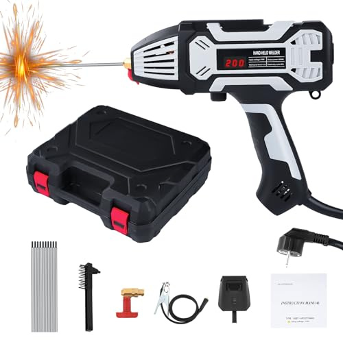 Bärbar svetsmaskin 220 V bågsvetsmaskin med 10 svetsstänger 200A elektrod svetsmaskin med IGBT-inverter för 1,6 mm till 3,2 mm trådstång