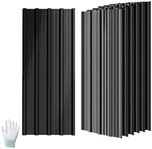 Plschckes Trapezblech 12 Stück Dachplatten 129,5x45 cm, 7 m² Wellblech Wellblechplatten Verzinkter Stahl Wetterfeste platten für Außen Garage Gartenhaus Carport (Anthrazit)