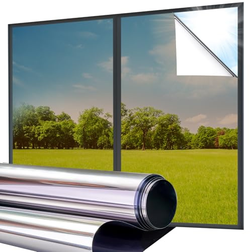 Lifetree Reflective One Way Window Film Privacy: Mirror Heat Control Sun Blocker Window Tint Film, UV Protection Anti Glare, No Glue Clear Daytime Privacy for Home Office (Brown, 460 * 200cm)