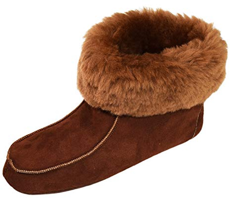 Naturasan HS-01 - Pantuflas de piel de cordero para mujer, con suela de piel suave, mocasín, color marrón, color Marrón, talla 36 EU
