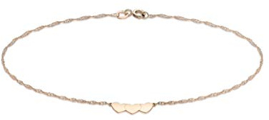 Carissima Gold Damen Drei-Herz Twist Curb Fußring 23 cm / 9 zoll