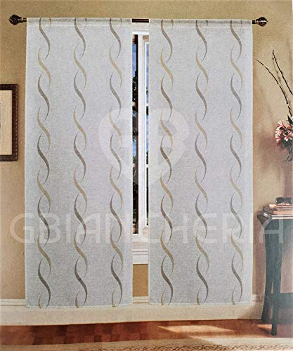GBiancheria COPPIA TENDE DEBORA 70X150 70X240 PER FINESTRE E PORTEFINESTRE PRONTE DA APPENDERE (70x240, Beige)