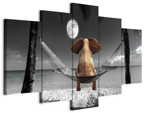 B&D XXL - Leinwandbild Tier Landschaft Meer, 200x100 cm, 5-teilig, modern | Hochwertige Leinwand, sofort aufhängbar, ideal fürs Wohn- oder Schlafzimmer, wasserfest und lichtecht, langlebig, stilvoll
