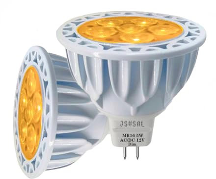 JSVSAL MR16 LED-Leuchtmittel, dimmbar, 5 W, ersetzt 50 W Halogen-Äquivalent, 12 V GU5.3 Bi-Pin-Sockel, 40 Grad Spot Beleuchtung für Innen- und Außen-Landschafts-Leuchtmittel 12V-2 Pack rose