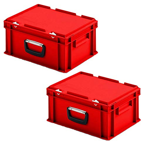 BRB 2 Kunststoffkoffer im Euroformat, 1 Tragegriff, LxBxH 400x300x185 mm (rot)