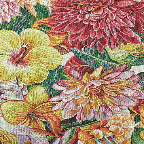 Kt KILOtela - Tela Tapicería, Jacquard Gobelino, Tapizar Sillas, Cojines, Cabecero, Sofá, Bolsos, Resistente al Desgaste, Costura Creativa, 100 cm Largo x 280 cm Ancho, Tropical, Flores ─ 1 metro