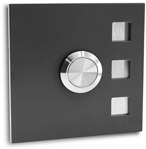 Jung-Edelstahl-Design Türklingel ohne Gravur Köln Klingelplatte 7 x 7 cm. Led Taster anthrazit RAL7016 pulverbeschichtet Klingelschild V2a Edelstahl. (ohne LED)