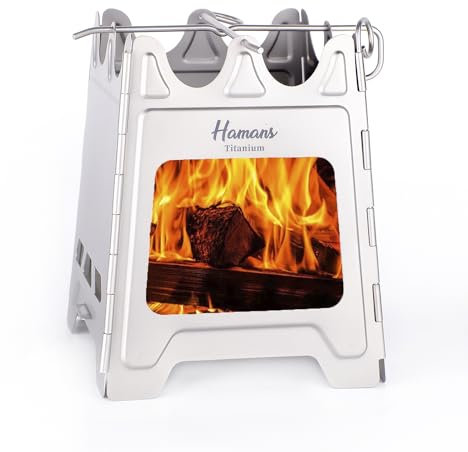 Titanium Wood Burning Stove Camping Stove Foldable Titanium Portable Backpacking Wood Stove with Hinge Easy to Assemble