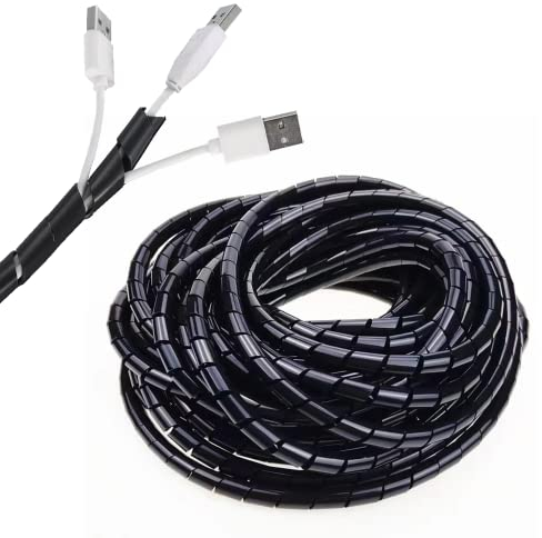 Organizer Cavi Flessibile a Spirali, 10 metri (diametro 12 mm), Nero, Nascondere, Proteggere, Travestirsi Cable, Protettore per Unire Cavi, Prevenire la Masticazione Dell'animale