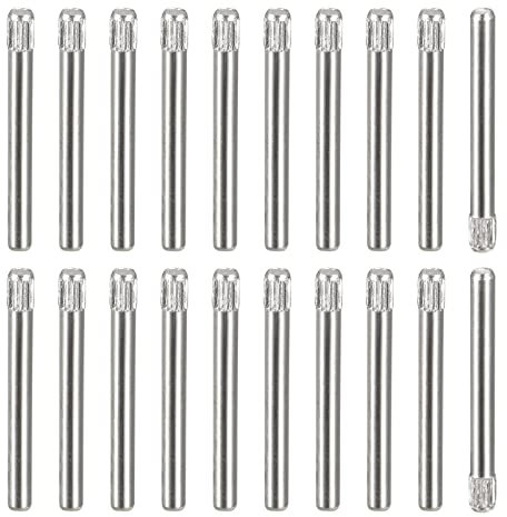 sourcing map 2x20mm 304 Stainless Steel Dowel Pins, 50Pcs Knurled Head Flat Chamfered End Dowel Pin, Wood Bunk Bed Shelf Pegs Support Shelves Fasten Elements