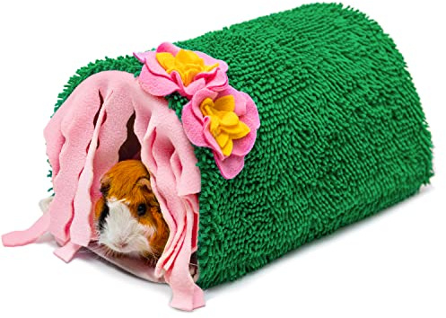 KAYCOWZA Guinea Pig Hideout - Soft Fleece Tunnel House for Rat Hamster Hedgehog Chinchilla Squirrel Samll Animals - Cute Cactus Shapes Bedding Cage Accessories for Sleeping Rest Playing