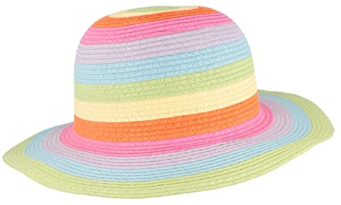 Breiter Kinder Strohhut | Strand-Hut | Bunte Kinder Glocke - Knautschbar & Flexibel - für Mädchen Multicolor 52
