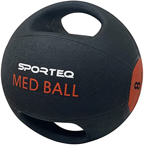 Sporteq Pro Medicine Ball - Strength Training Equipment for Core, Cardio Training - Workout Equipment with Double Handle Weighted Grip - 7 KG