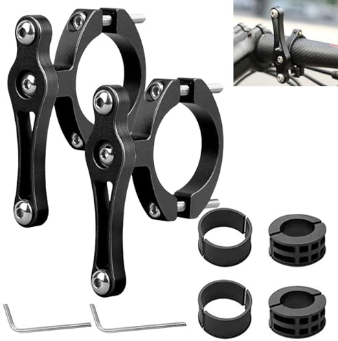 2 adaptadores para portabotellas para bicicleta: HOMURY Aluminum universal para manillar con llave Allen, soporte para botellas de agua para bicicletas, motocicletas (negro)