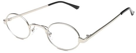 BEALIFE Occhiali da vista retrò da uomo, piccoli, ovali, in metallo, montatura leggera con protezione UV per stile alla moda, vestibilità comoda per PC, unisex