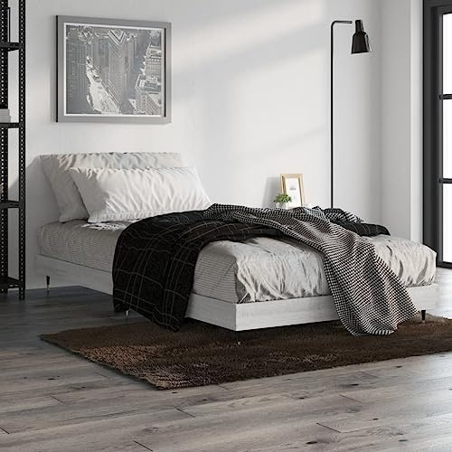 CKioict Palettenbett Modernes Bettgestell Jugendbett Bettgestell Grau Sonoma 90x200 cm HolzwerkstoffGeeignet für Gästezimmer, B&Bs, Schlafzimmer