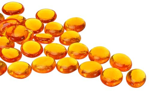 QUARKZMAN Glasperlen, 36 Stück Flache Glas-Edelsteine Transparent Orange 0,44 lbs (0,67-0,87) Glas Murmeln Kieselsteine für Vasenfüller Aquarium Dekor DIY Handwerk